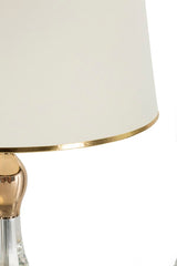 Lampe de sol Bratislava Métal Doré abat-jour Tissu Beige bordure Dorée