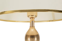 Lampe de table Bratislava métal doré abat-jour tissu beige bordure dorée