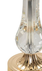 Lampe de table Bratislava métal doré abat-jour tissu beige bordure dorée