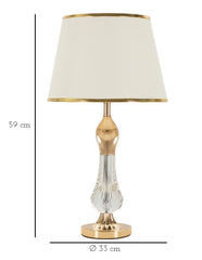 Lampe de table Bratislava métal doré abat-jour tissu beige bordure dorée
