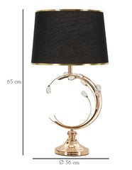 Lampe de table Bruxelles Métal Doré Abat-jour Tissu Noir