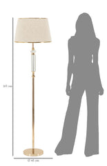 Lampadaire Praga Métal Doré Abat-jour Tissu Beige Bordure Dorée