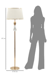 Lampe de sol Bratislava Métal Doré abat-jour Tissu Beige bordure Dorée