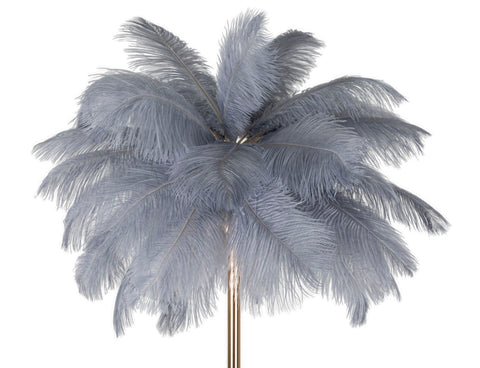 Lampe de sol Palm métal doré abat-jour plumes blanches