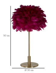 TABLE LAMPBALL FEATHER BORDEAUX CM Ø 30X50 
