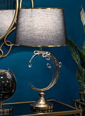 Lampe de table Bruxelles Métal Doré Abat-jour Tissu Noir