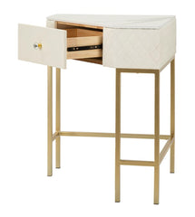 Console d'angle Sharon Cuir matelassé pieds dorés