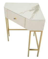 Console d'angle Sharon Cuir matelassé pieds dorés
