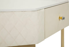 Console d'angle Sharon Cuir matelassé pieds dorés