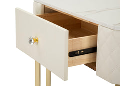 Console d'angle Sharon Cuir matelassé pieds dorés