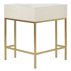 Console d'angle Sharon Cuir matelassé pieds dorés