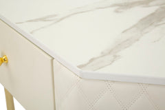 Console d'angle Sharon Cuir matelassé pieds dorés