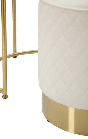 Table de chevet haute Sharon Simili Cuir Matelassé Pieds Dorés avec Pouf intégré