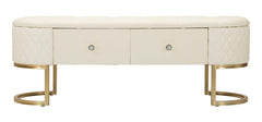 Banc avec tiroirs Sharon Cuir synthétique Pieds métal doré
