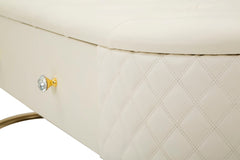 Banc avec tiroirs Sharon Cuir synthétique Pieds métal doré
