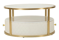 Table basse Sharon Simili Cuir effet Marbre et Métal Doré