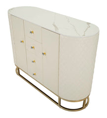 Armoire Sharon Similicuir Matelassé Pieds Dorés