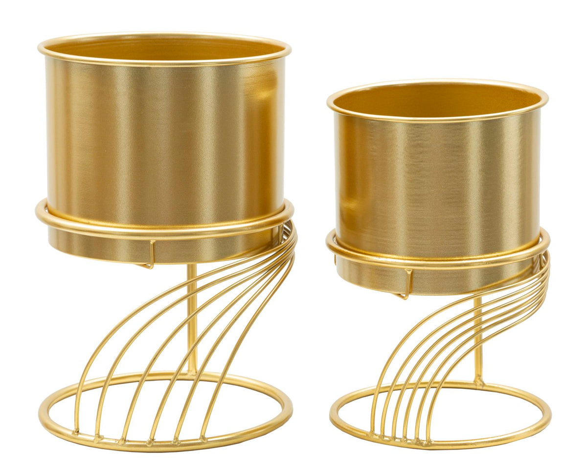 Support de vase en métal doré en spirale ensemble de 2 pcs