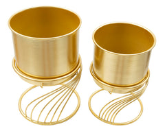 Support de vase en métal doré en spirale ensemble de 2 pcs