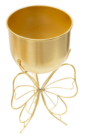 Porte-vase en métal doré avec base papillon