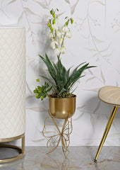 Porte-vase en métal doré avec base papillon