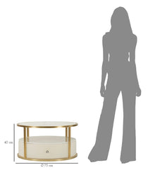 Table basse Sharon Simili Cuir effet Marbre et Métal Doré
