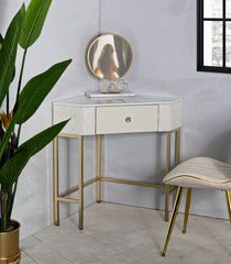 Console d'angle Sharon Cuir matelassé pieds dorés