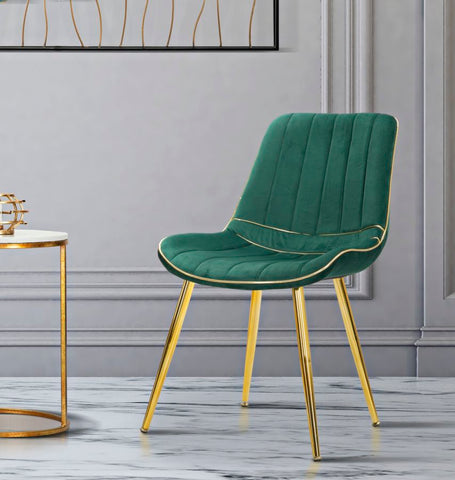 Chaise verte rembourrée Paris pieds en métal doré (ensemble de 2)