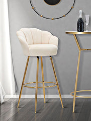 Tabouret de bar Vienna Velours Crème pieds dorés