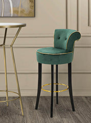 Tabouret de bar rond Luxy Velours Crème et métal doré