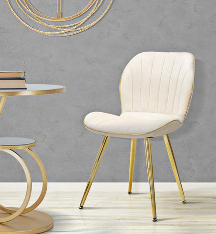 Chaise rembourrée Crème modèle Paris finition dorée set de 2 pcs