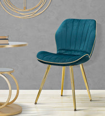 Chaise Paris Velours Sarcelle pieds dorés