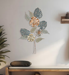 Panneau mural en métal motifs géométriques et floraux