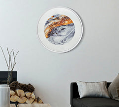 Horloge murale ronde design abstrait miroir gris