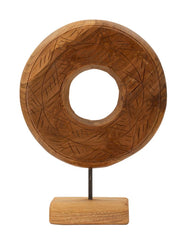 Sculpture ronde Teck recyclé motifs irréguliers