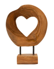 Sculpture en Teck avec ouverture cœur