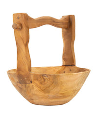 Vide-sac en teck recyclé avec poignée artisanale