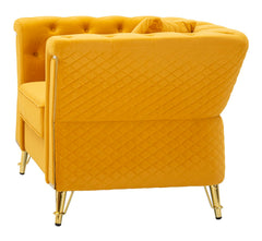 Fauteuil Emy Velours Moutarde pieds Dorés