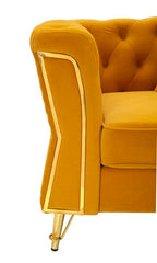 Fauteuil Emy Velours Moutarde pieds Dorés