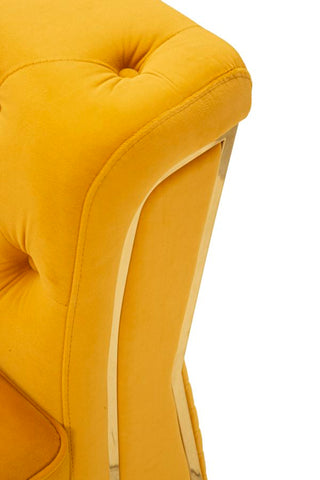 Sillón Emy Terciopelo Mostaza patas Doradas