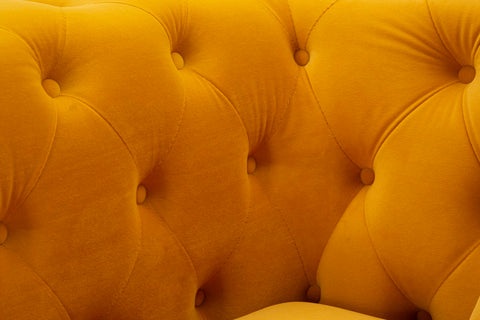 Sillón Emy Terciopelo Mostaza patas Doradas