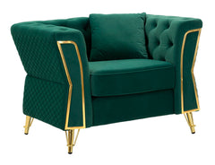 Fauteuil Emy Velours Ocre pieds Dorés
