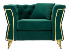Fauteuil Emy Velours Ocre pieds Dorés