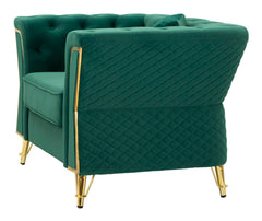 Fauteuil Emy Velours Ocre pieds Dorés