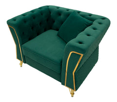 Fauteuil Emy Velours Ocre pieds Dorés