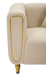Fauteuil Alma Velours Crème pieds Dorés