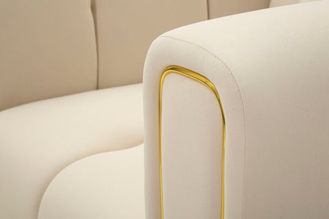 Fauteuil Alma Velours Crème pieds Dorés