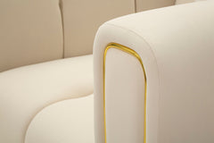 Fauteuil Alma Velours Crème pieds Dorés