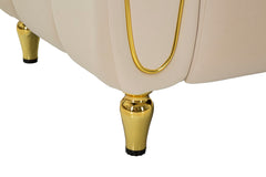 Fauteuil Alma Velours Crème pieds Dorés