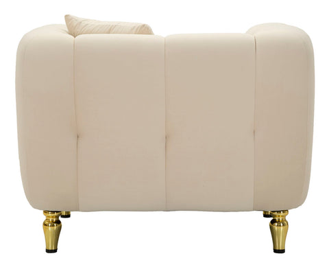 Fauteuil Alma Velours Crème pieds Dorés
